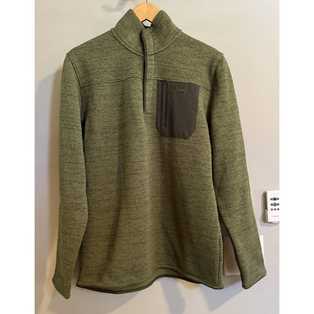 Under Armour Sweater Cold Gear Knit Fleece Golf Quarter Snap Up Medium New